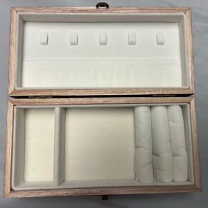 Wooden Jewelry Box with velvet Cream Interior